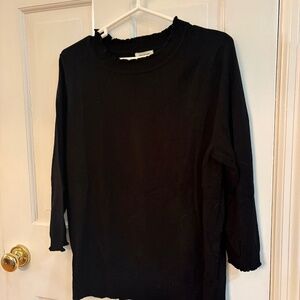 Black ruffle edge 3/4 sleeve sweater Max Studio XL